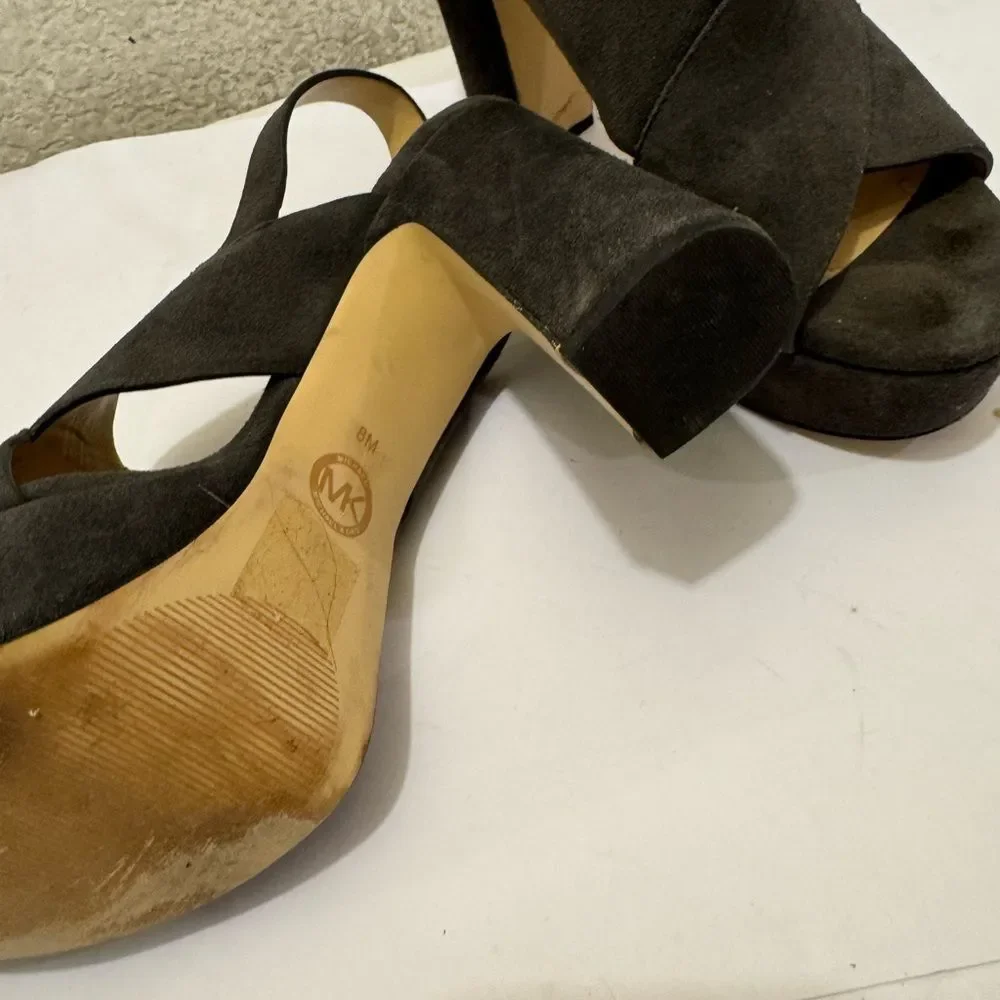 Michael Kors Dark Gray Suede Platform Heels